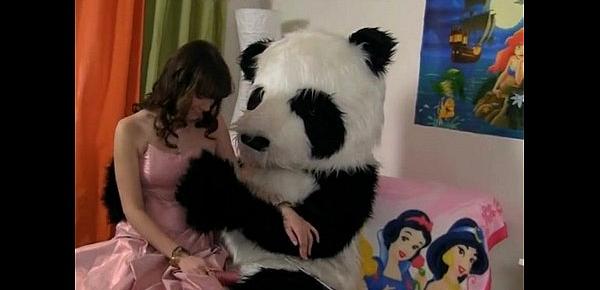  Young fairy revived toy panda and suck